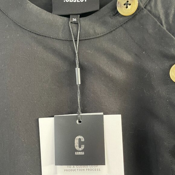 Black .Object shirt, assym tortoise sheel buttons; size EUR 36 (US 6); new - Picture 4 of 9